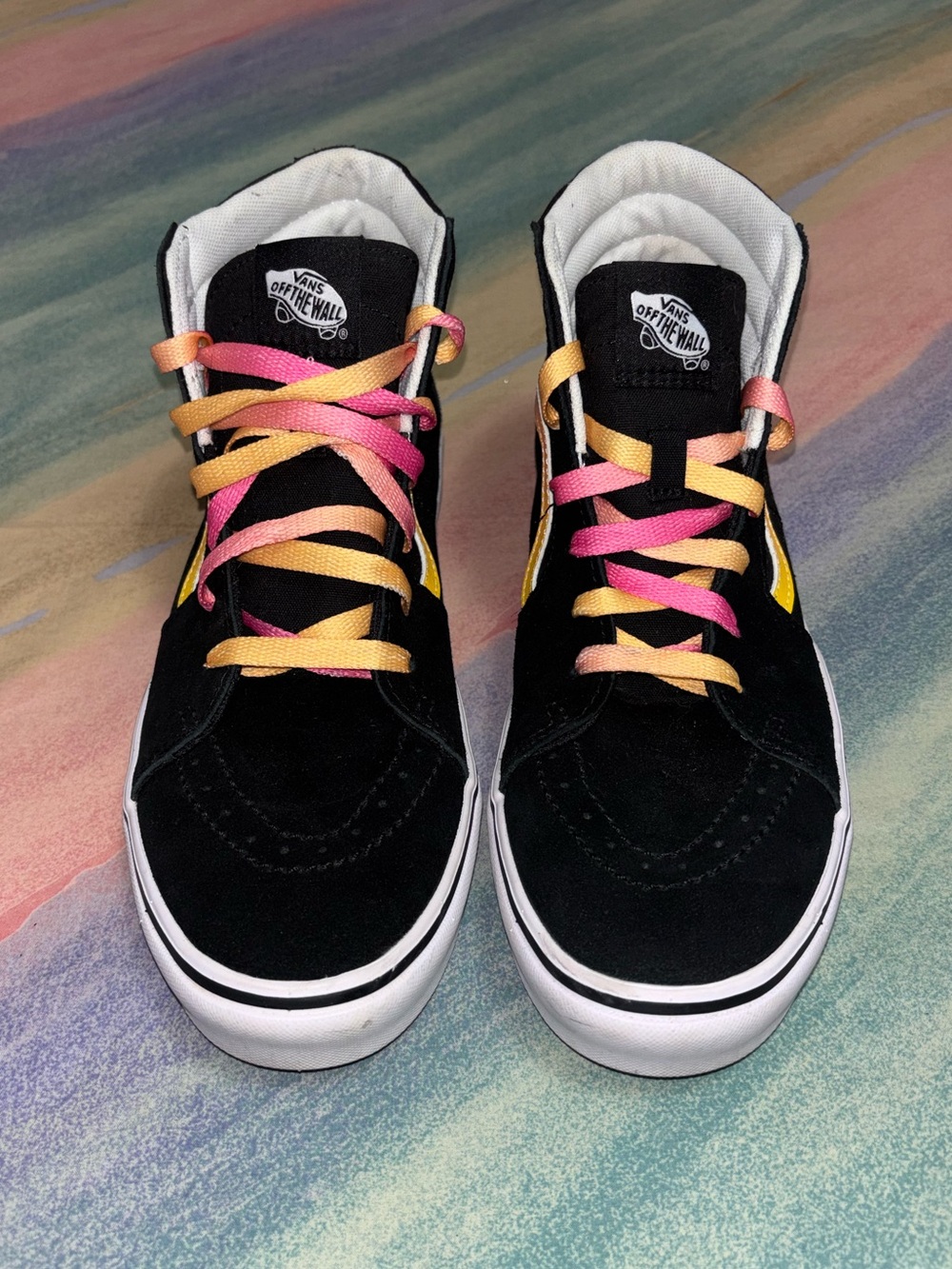Vans ComfyCush SK8-Hi Black Suede Colorful Laces - JUNIORS 7 / women’s 8.5 - Picture 3 of 10